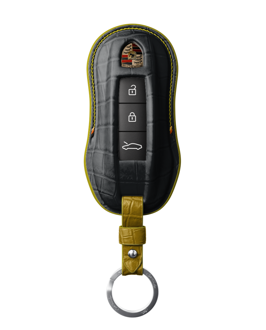 MATTE BLACK CROCODILE KEY COVER FOR PORSCHE - CUSTOMIZE YOURS