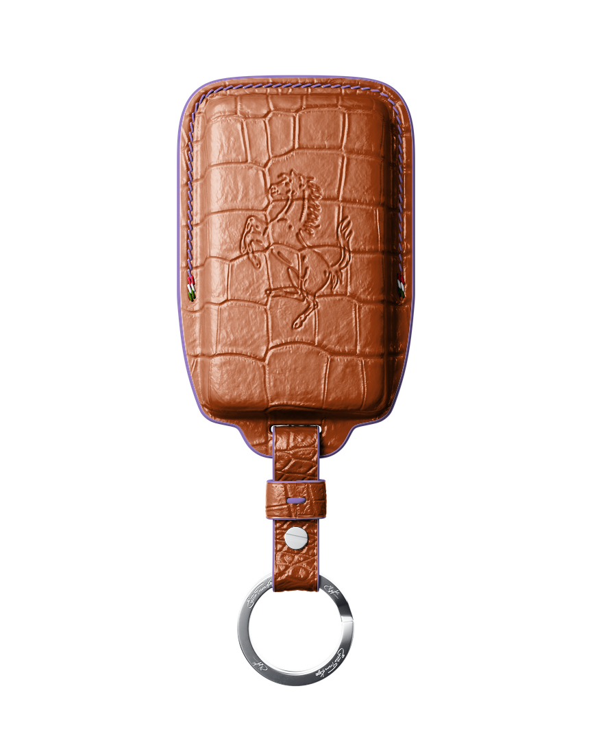 TAN ORANGE CROCODILE KEY COVER FOR FERRARI - CUSTOMIZE YOURS