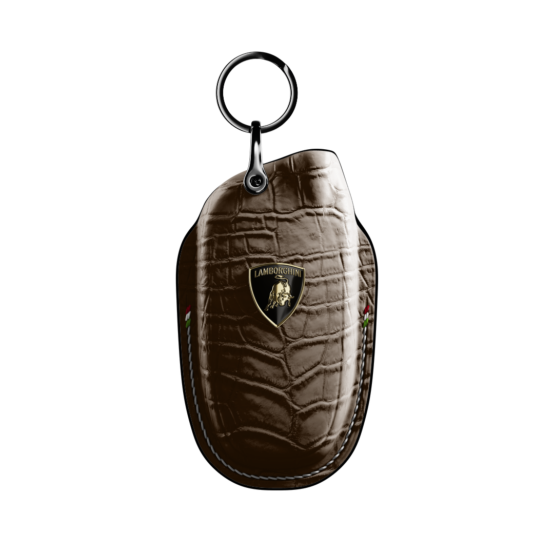 DARK BROWN CROCODILE KEY COVER FOR LAMBORGHINI - CUSTOMIZE YOURS
