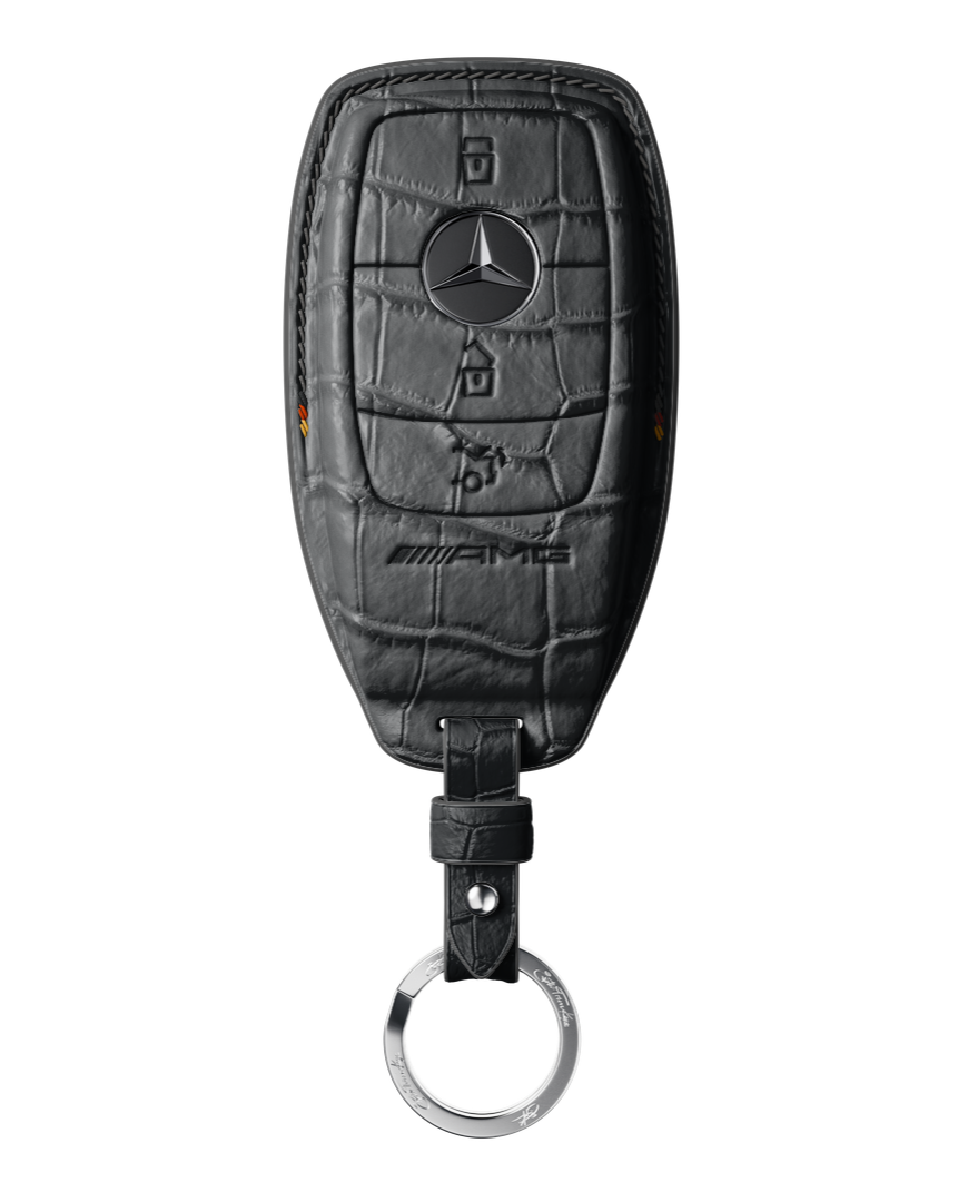 MATTE BLACK CROCODILE KEY COVER FOR MERCEDES - CUSTOMIZE YOURS