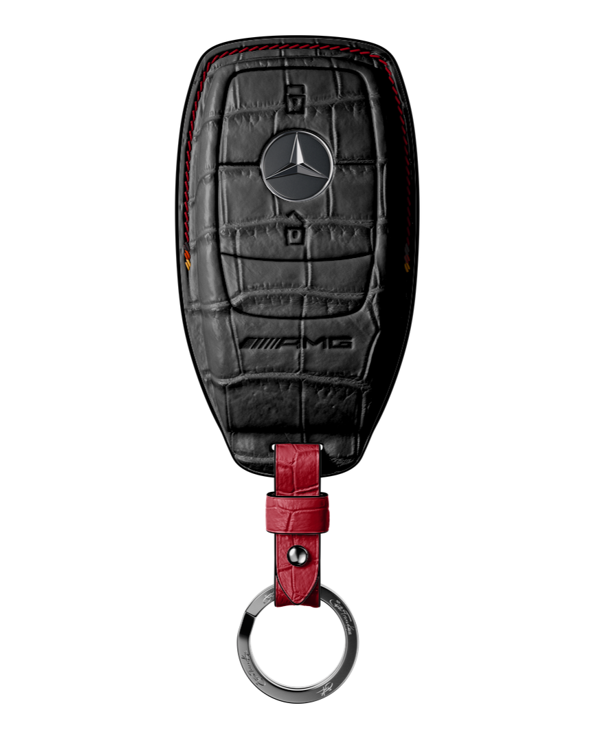 BLACK CROCODILE KEY COVER FOR MERCEDES - CUSTOMIZE YOURS