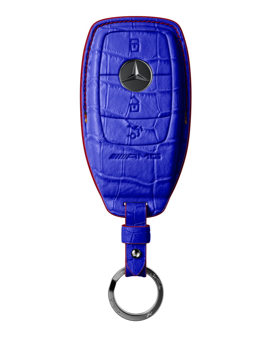 ELECTRIC BLUE CROCODILE KEY COVER FOR MERCEDES - CUSTOMIZE YOURS