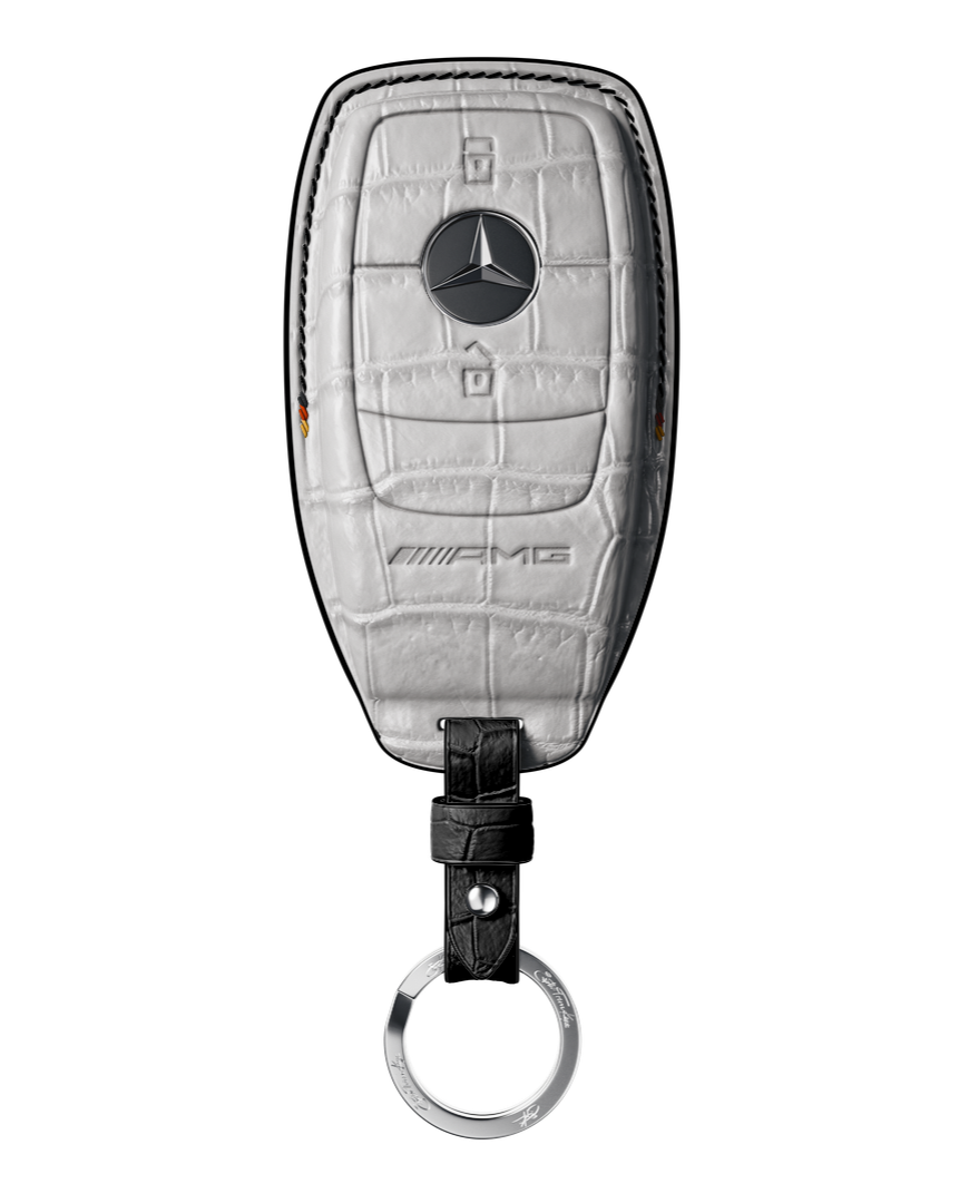 WHITE CROCODILE KEY COVER FOR MERCEDES - CUSTOMIZE YOURS