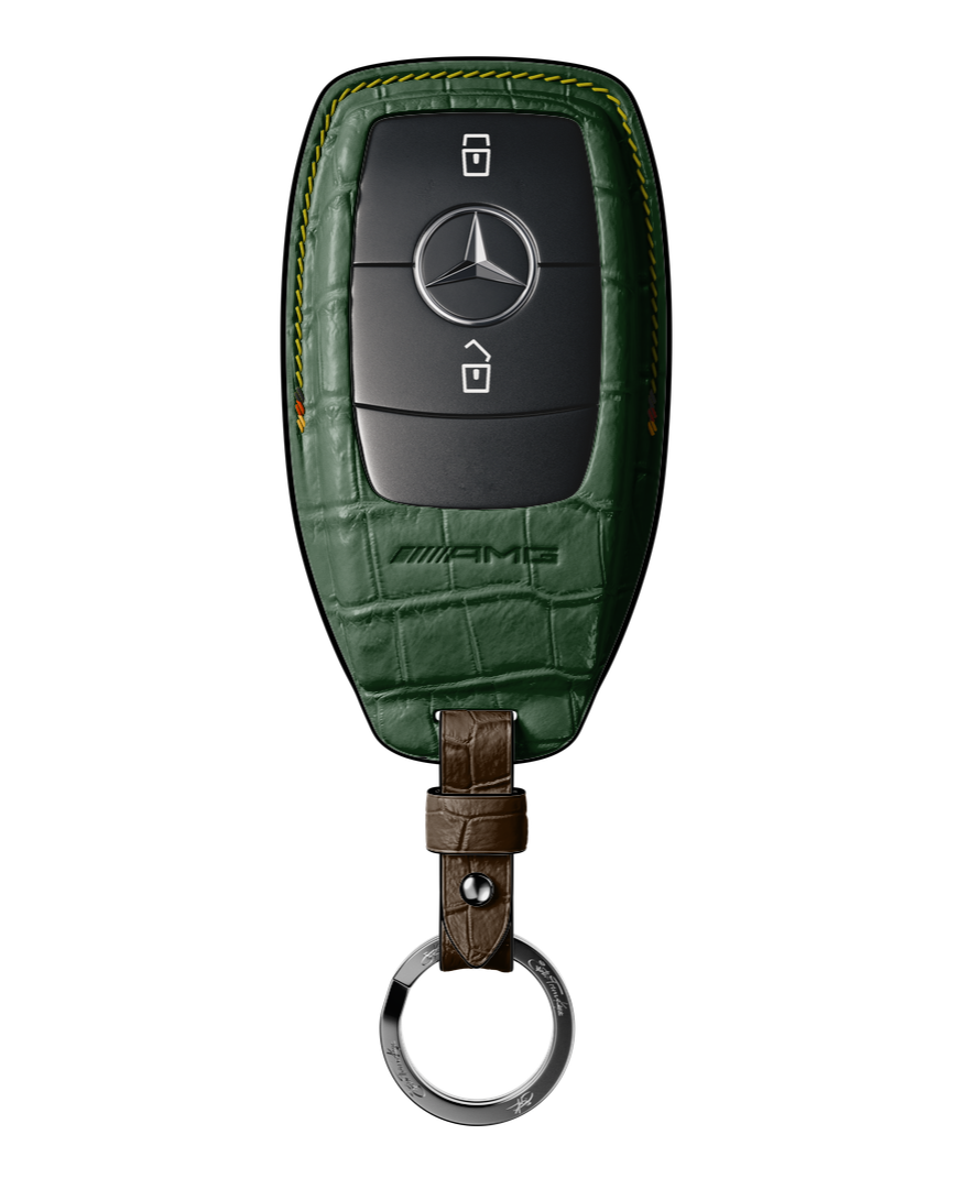 DARK GREEN CROCODILE KEY COVER FOR MERCEDES - CUSTOMIZE YOURS