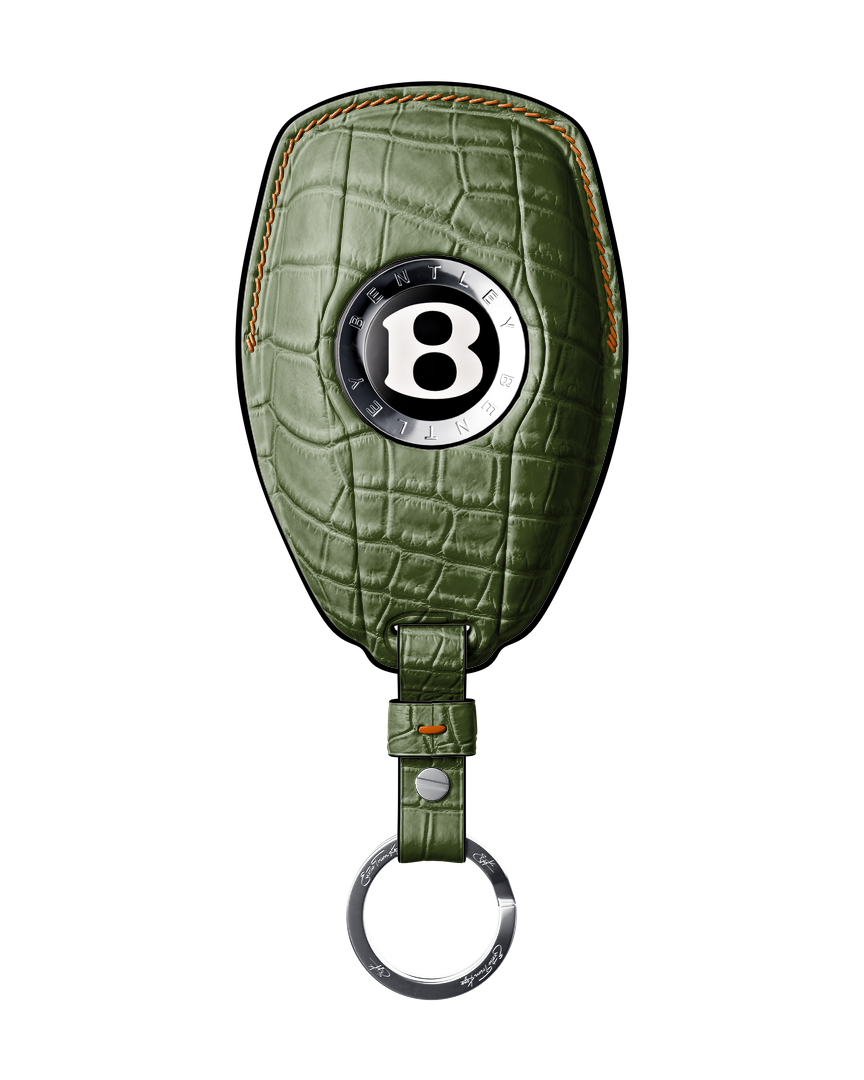 OLIVE GREEN CROCODILE KEY COVER FOR BENTLEY - CUSTOMIZE YOURS