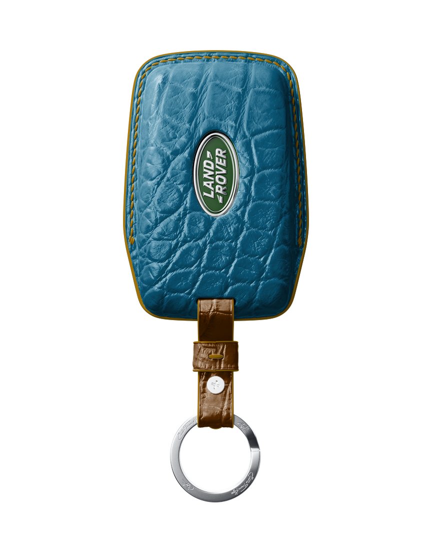AQUA BLUE CROCODILE KEY COVER FOR LAND ROVER - CUSTOMIZE YOURS
