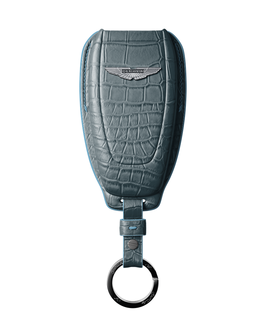 GREY BLUE CROCODILE KEY COVER FOR ASTON MARTIN - CUSTOMIZE YOURS