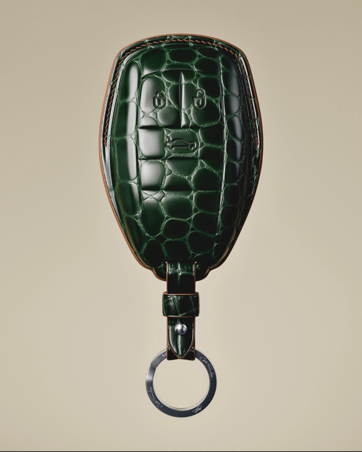 ETK BESPOKE GENUINE DARK GREEN CROCODILE KEY COVER FOR BENTLEY — BRITISH RACING GREEN SPECIFICATION