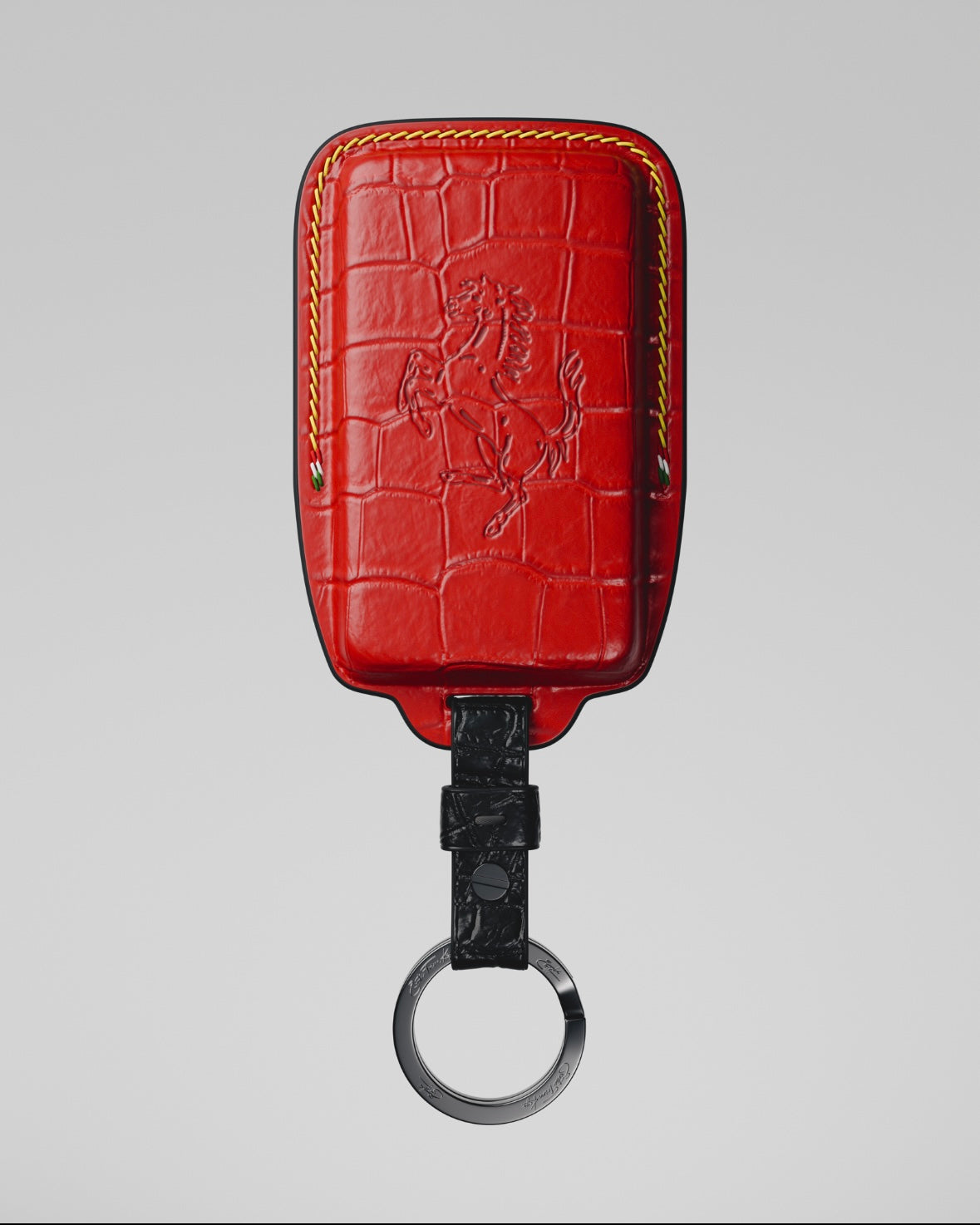 ETK BESPOKE GENUINE RED CROCODILE KEY COVER FOR FERRARI — ROSSO TRICOLORE SPECIFICATION