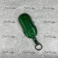 IN STOCK: GLOSSY GREEN CROCODILE WITH WHITE DETAILS KEY COVER FOR PORSCHE