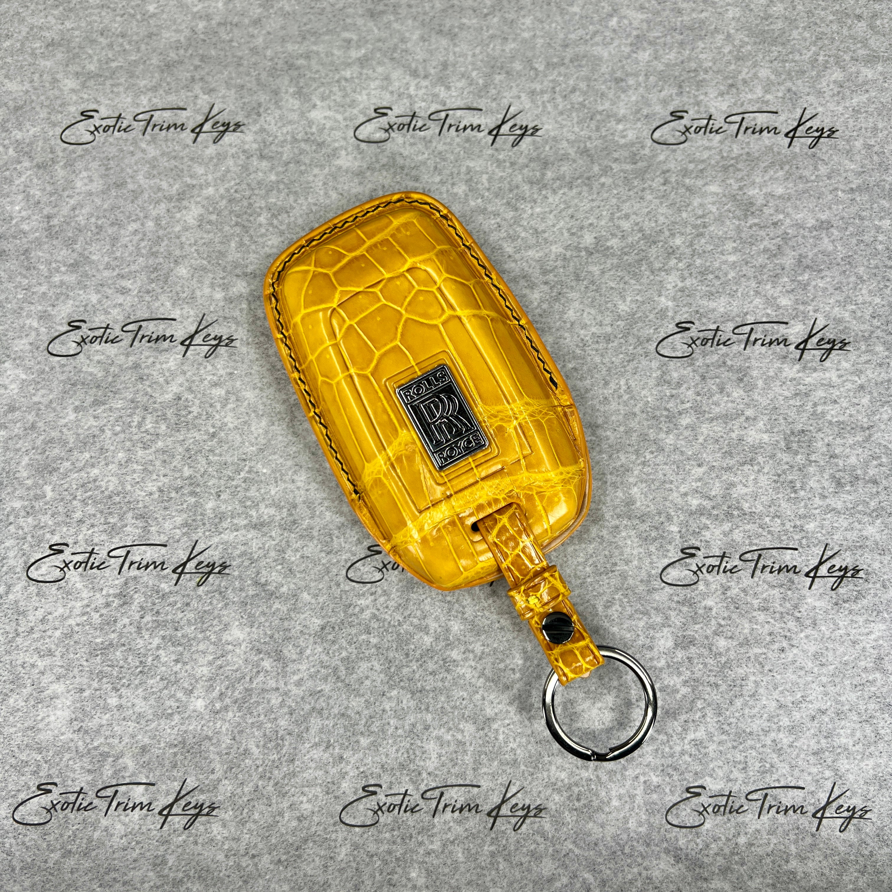 IN STOCK: GLOSSY YELLOW CROCODILE WITH BLACK DETAILS KEY COVER FOR ROLLS ROYCE