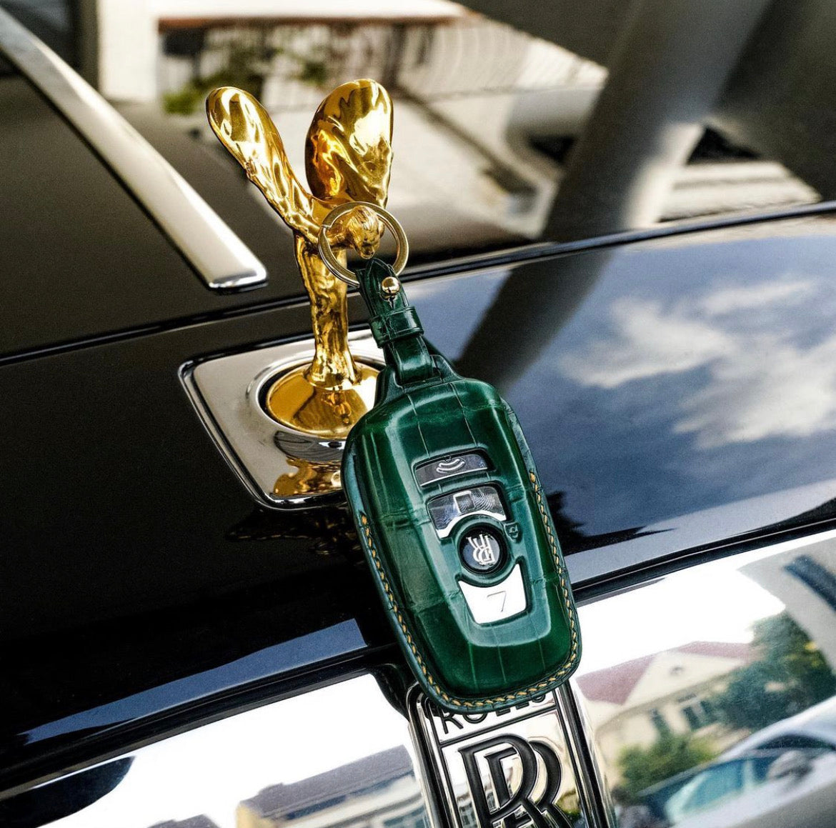 BESPOKE ETK GREEN CROCODILE KEY COVER FOR ROLLS ROYCE