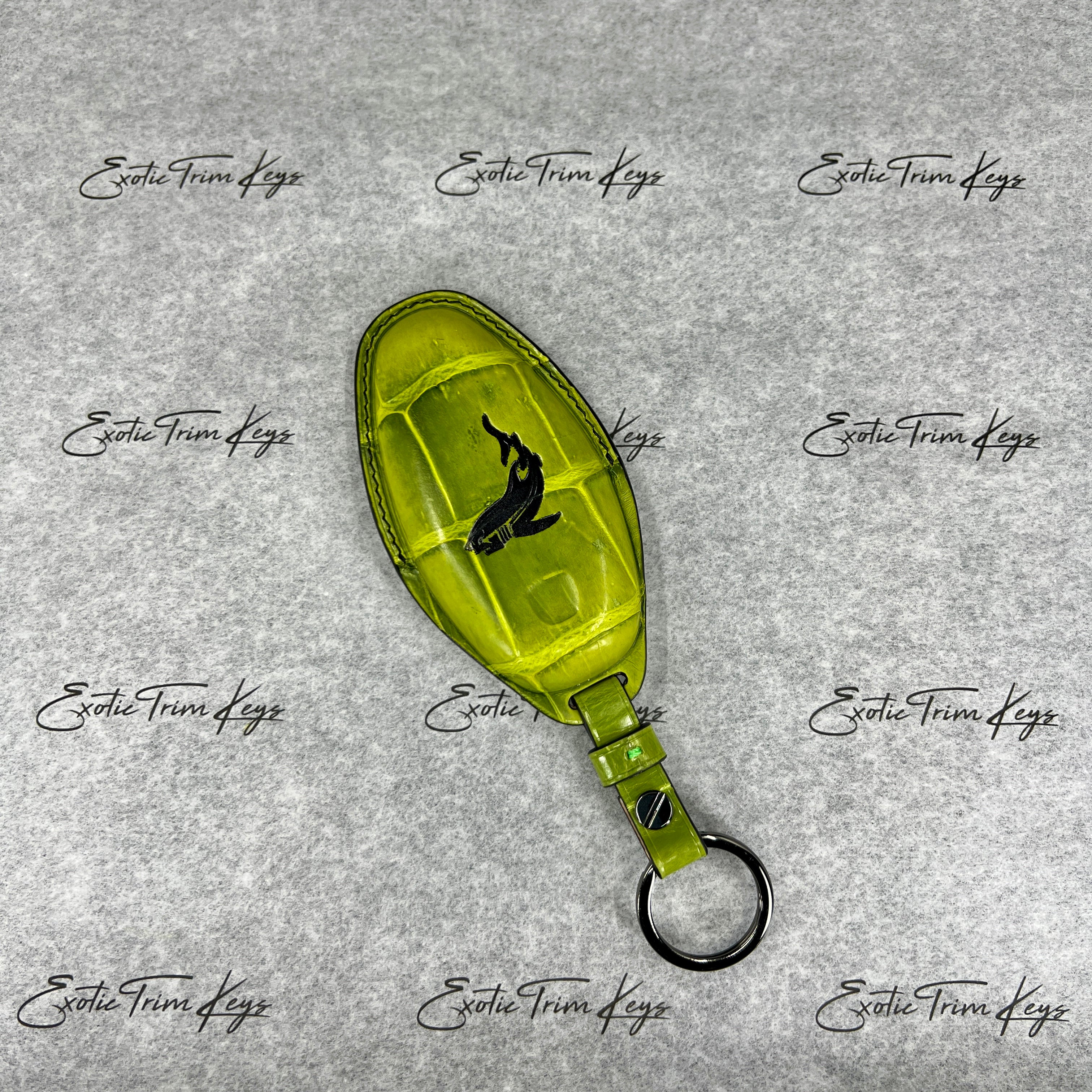 IN STOCK: LIME GREEN CROCODILE WITH CUSTOM DETAILS KEY COVER FOR MCLAREN