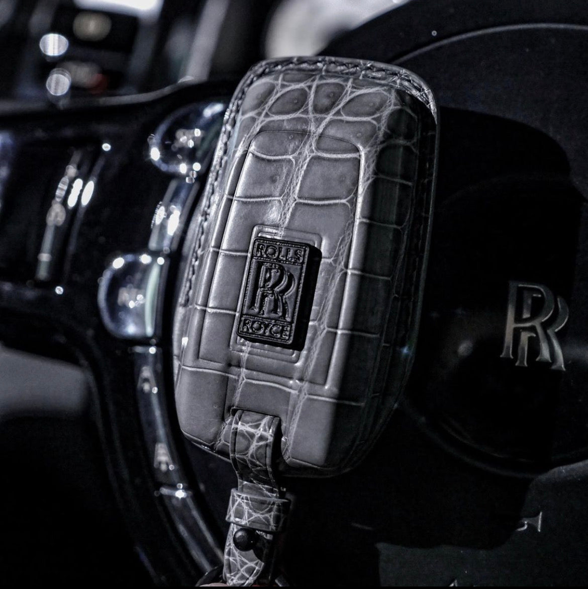 BESPOKE ETK GREY CROCODILE KEY COVER FOR ROLLS ROYCE