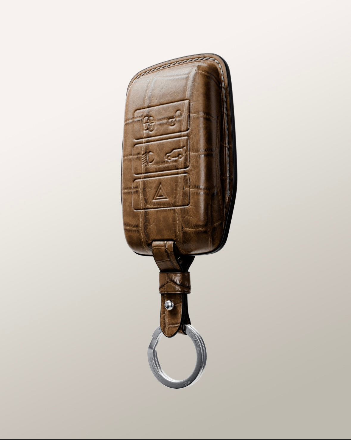 ETK BESPOKE GENUINE BROWN CROCODILE KEY COVER FOR LAND ROVER — HERITAGE BROWN SPECIFICATION