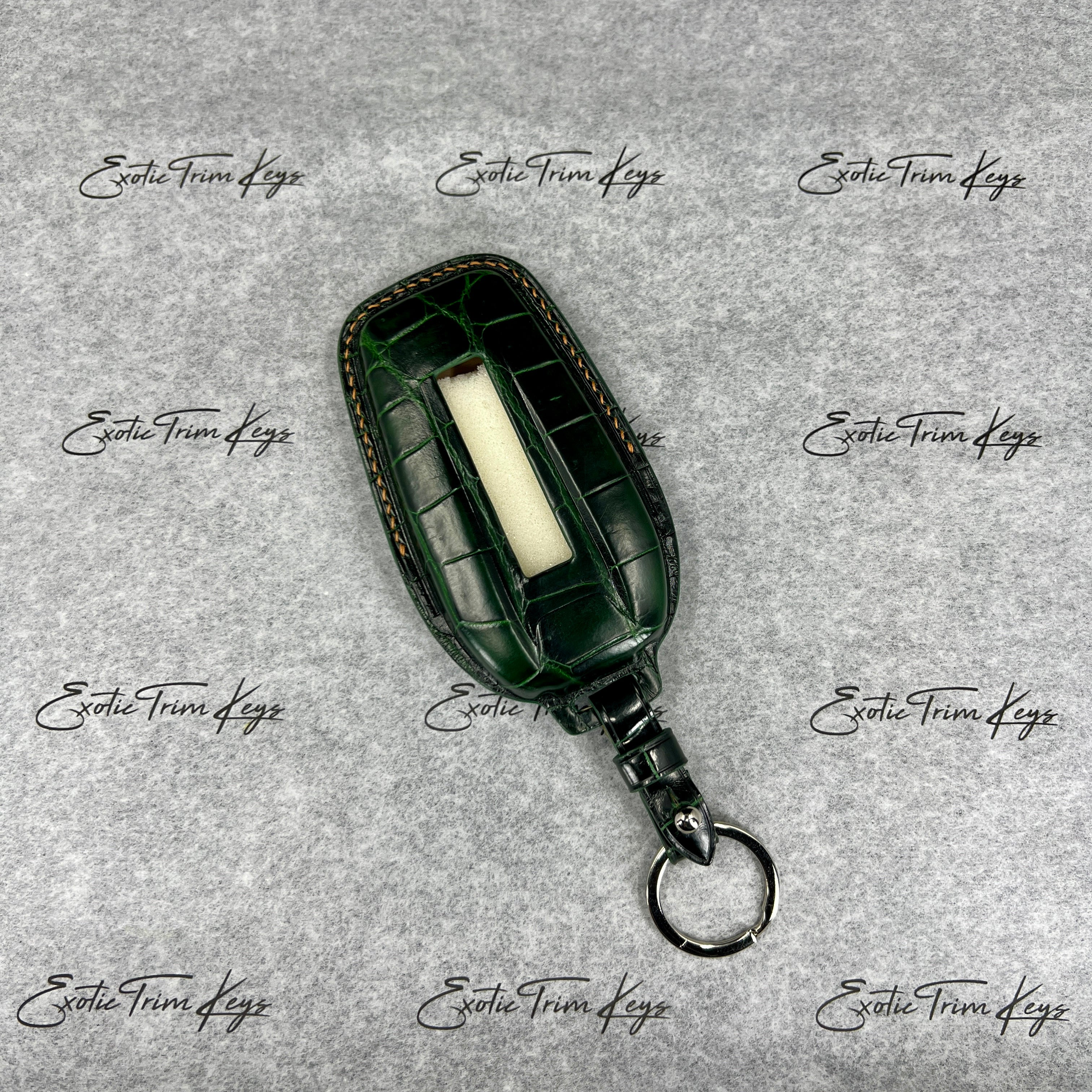IN STOCK: DARK GREEN CROCODILE WITH CARAMEL DETAILS KEY COVER FOR FERRARI