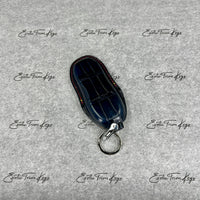 IN STOCK: NAVY BLUE CROCODILE WITH RED DETAILS KEY COVER FOR PORSCHE