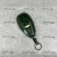 IN STOCK: DARK GREEN CROCODILE WITH CARAMEL DETAILS KEY COVER FOR ASTON MARTIN
