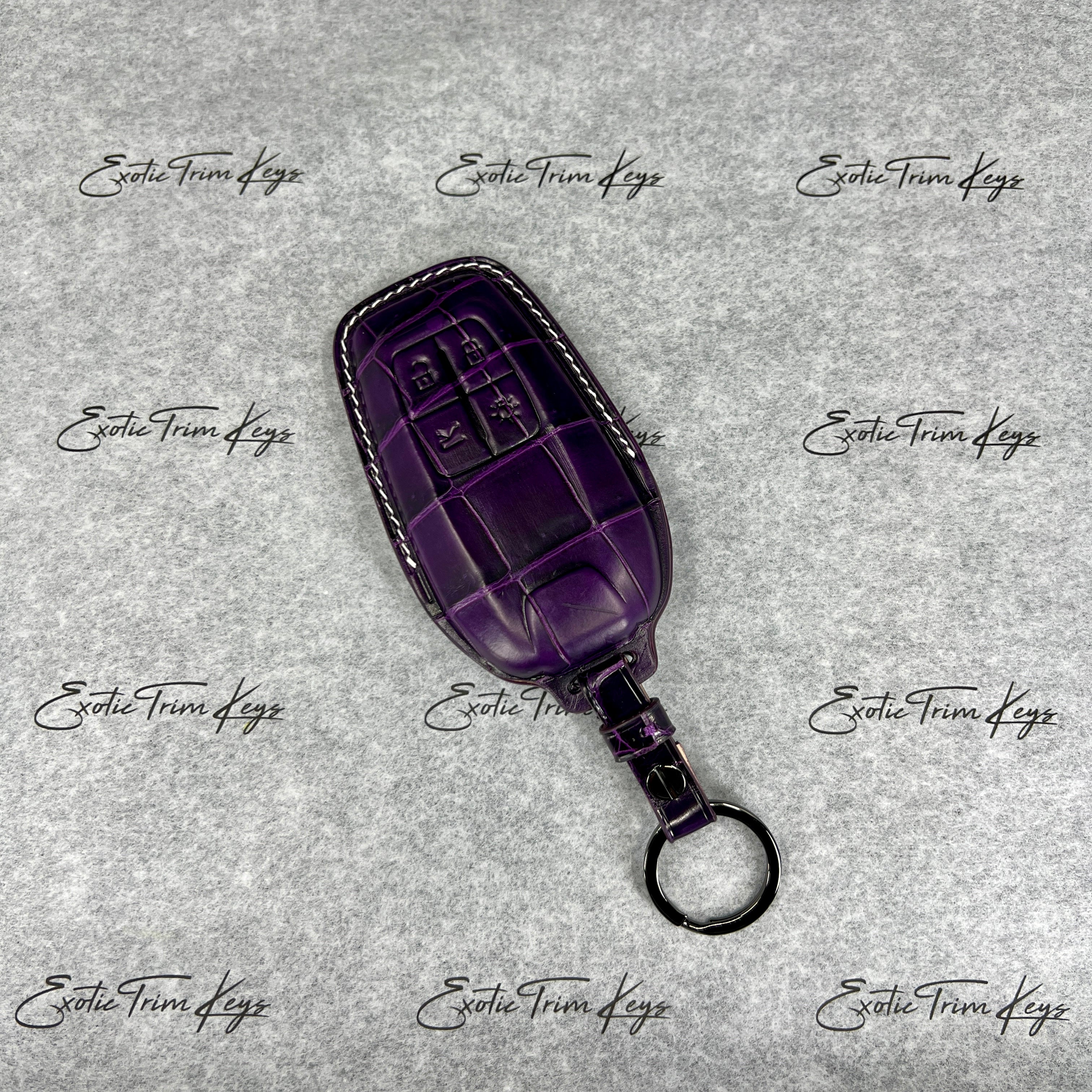 IN STOCK: GLOSSY PURPLE CROCODILE WITH WHITE DETAILS KEY COVER FOR FERRARI