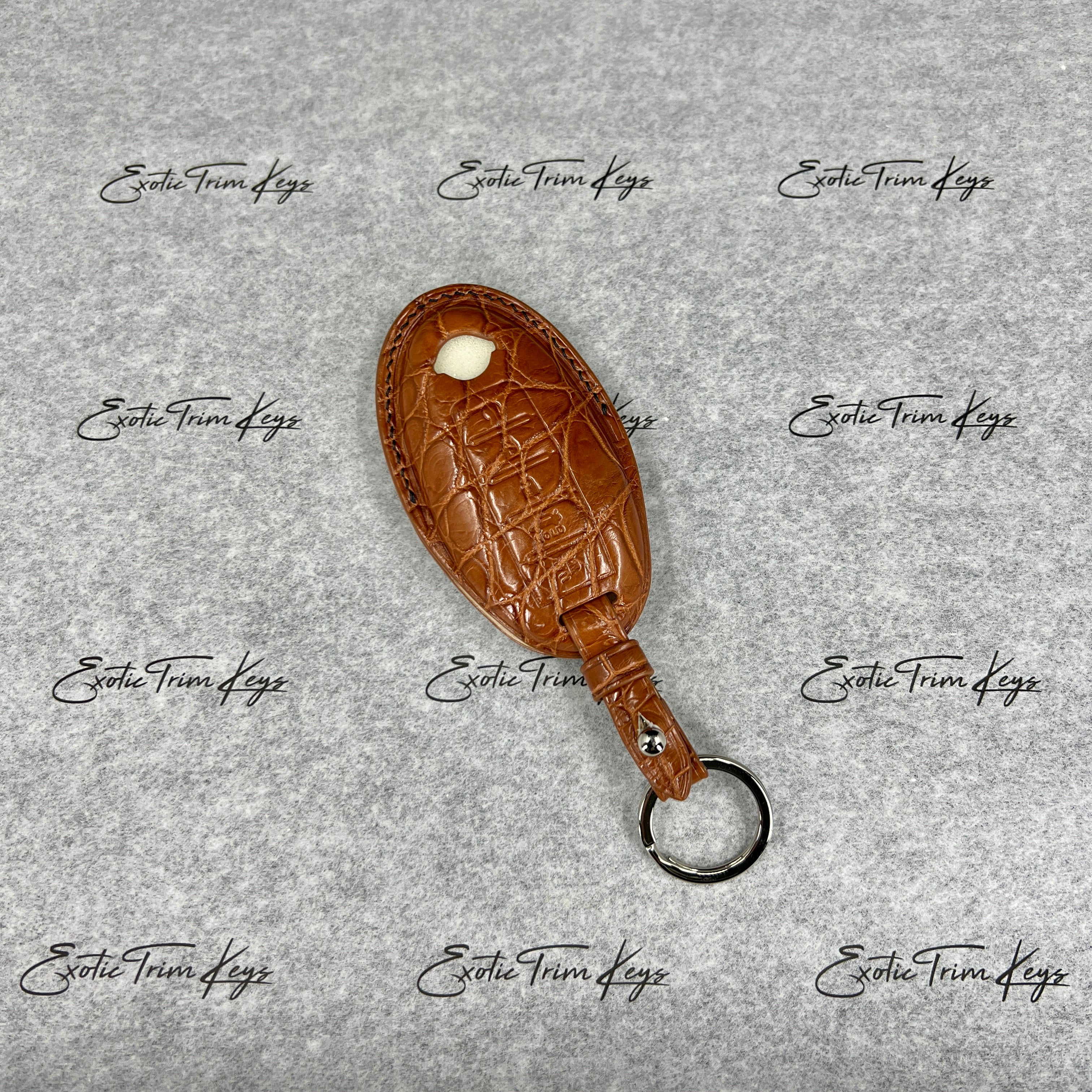 IN STOCK: CARAMEL CROCODILE WITH BLACK DETAILS KEY COVER FOR NISSAN