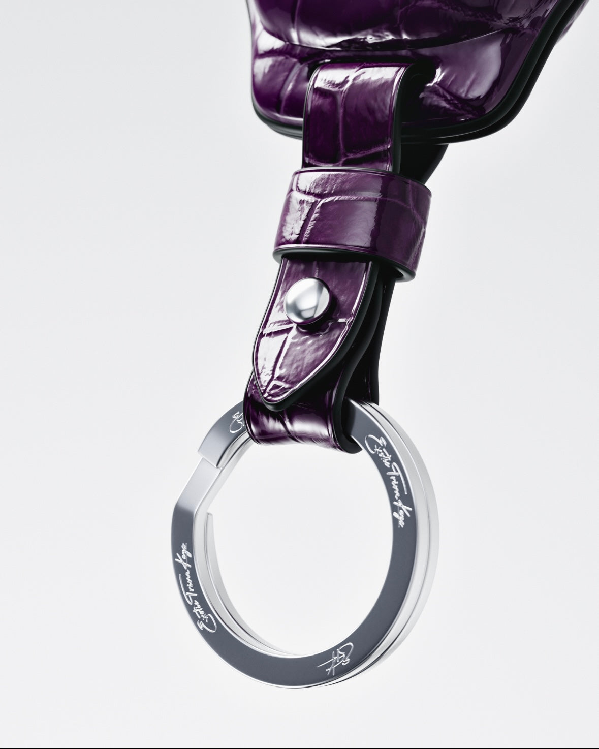 ETK BESPOKE GENUINE PURPLE CROCODILE KEY COVER FOR ASTON MARTIN — AMETHYST SILVER BADGE SPECIFICATION