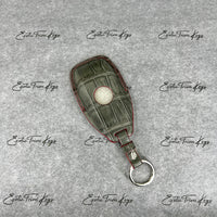 IN STOCK: GLOSSY GREY CROCODILE WITH RED DETAILS KEY COVER FOR MERCEDES