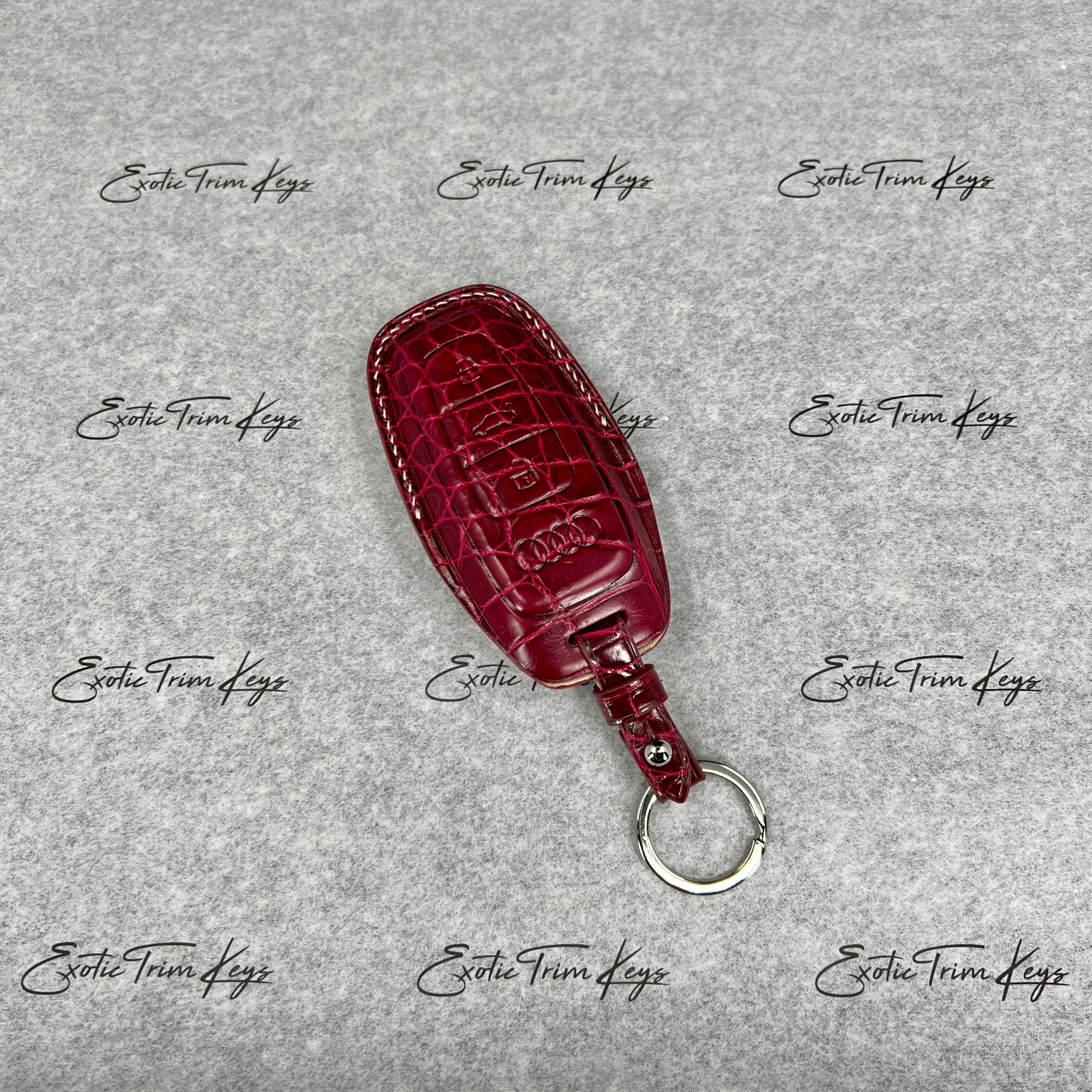IN STOCK: WINE RED CROCODILE WITH PEARL DETAILS KEY COVER FOR AUDI