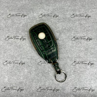 IN STOCK: DARK GREEN CROCODILE WITH CARAMEL DETAILS KEY COVER FOR MERCEDES