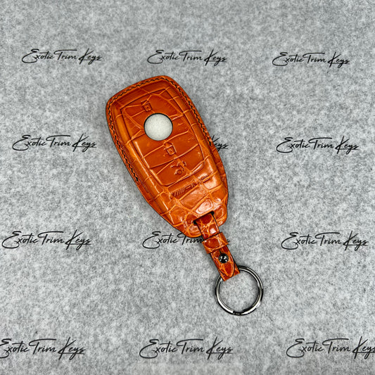 غطاء مفتاح مرسيدس AMG - جلد التمساح البرتقالي / خياطة سوداء - متوفر