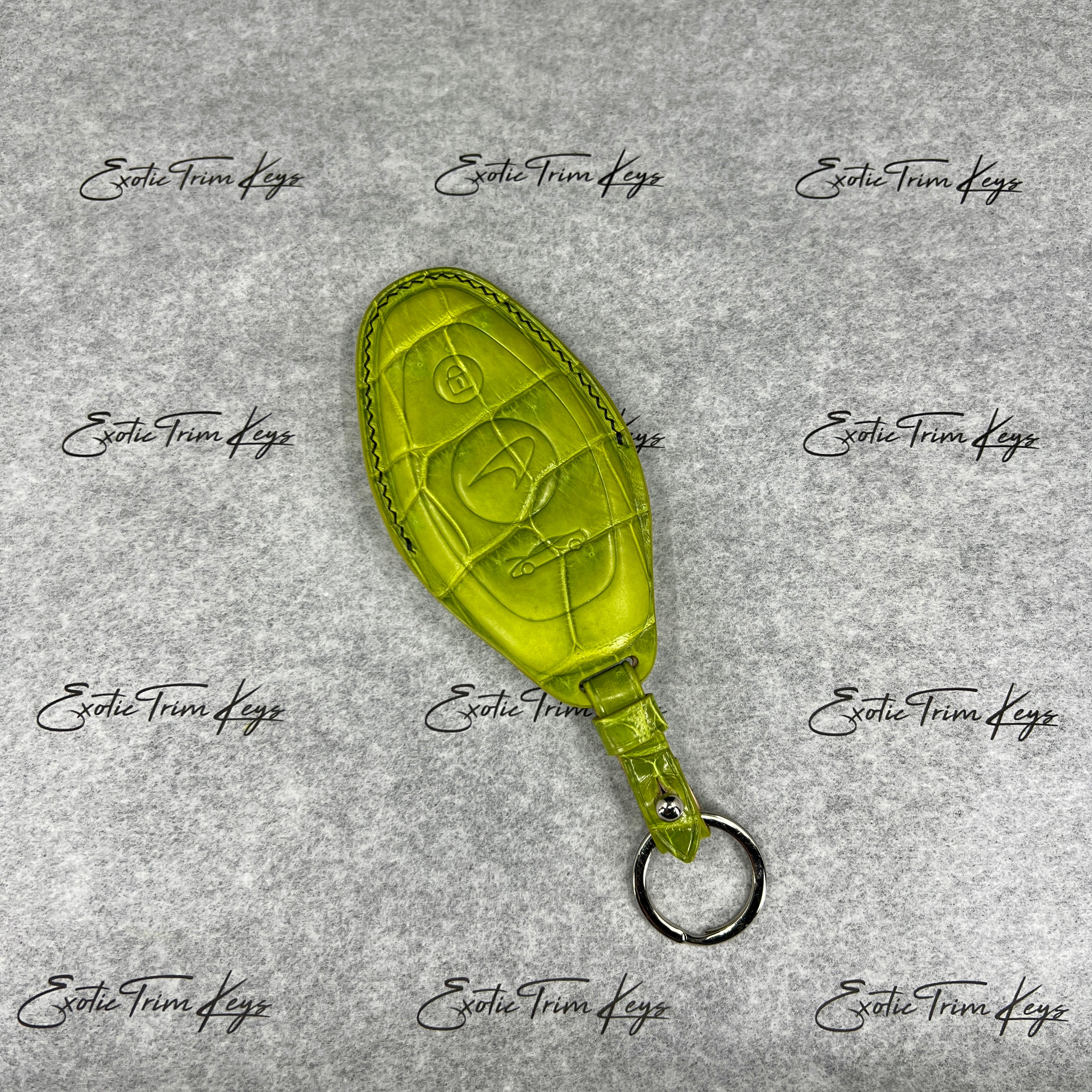 IN STOCK: LIME GREEN CROCODILE WITH BLACK DETAILS KEY COVER FOR MCLAREN