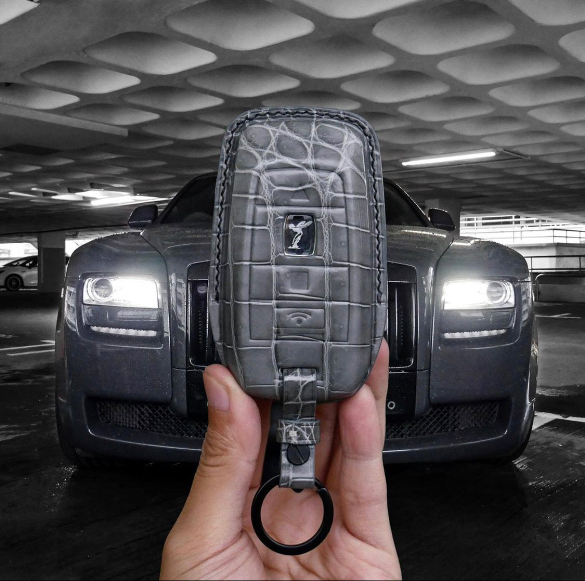 BESPOKE ETK GREY CROCODILE KEY COVER FOR ROLLS ROYCE