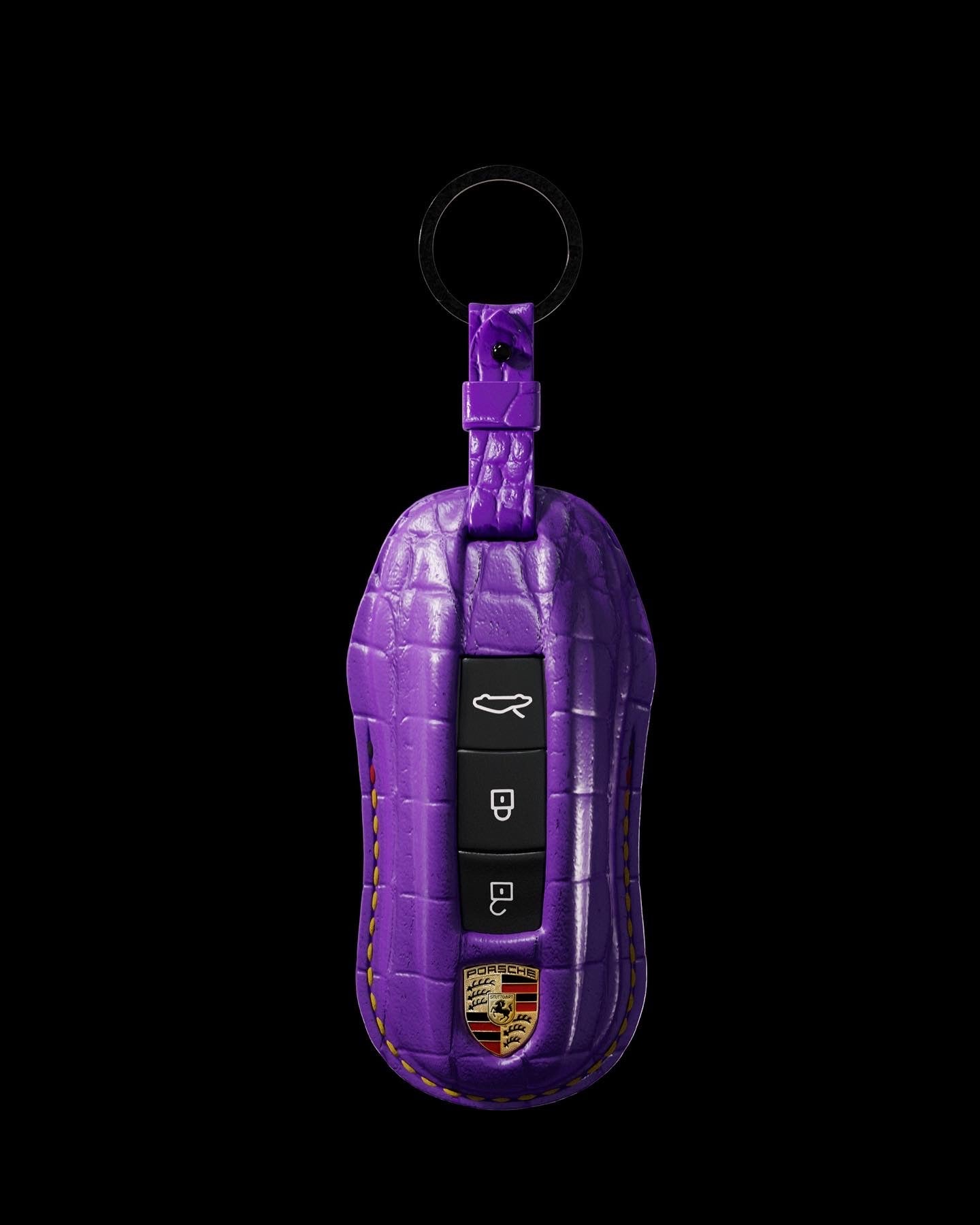 ETK BESPOKE GENUINE PURPLE CROCODILE KEY COVER FOR PORSCHE — VIOLETT GERMAN TRICOLOR SPECIFICATION