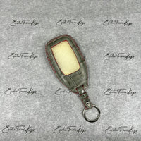 IN STOCK: GLOSSY GREY CROCODILE WITH RED DETAILS KEY COVER FOR MERCEDES