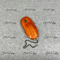 IN STOCK: GLOSSY ORANGE CROCODILE WITH BLACK DETAILS "KEYED IGNITION" KEY COVER FOR PORSCHE