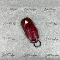 IN STOCK: WINE RED CROCODILE WITH BLACK DETAILS KEY COVER FOR PORSCHE