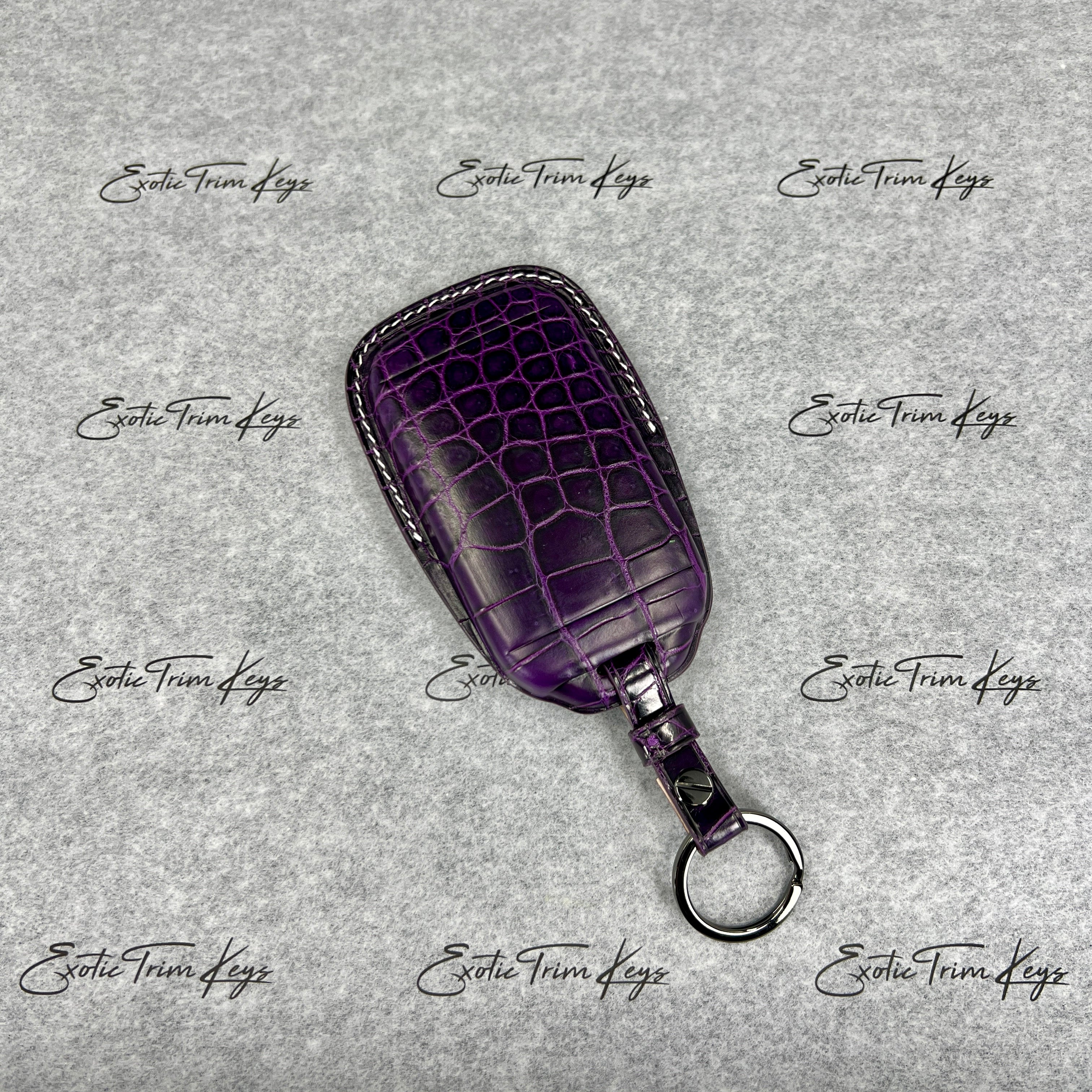 IN STOCK: GLOSSY PURPLE CROCODILE WITH WHITE DETAILS KEY COVER FOR ROLLS ROYCE