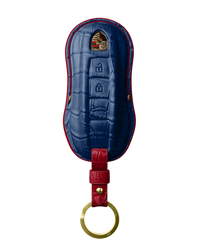 NAVY BLUE CROCODILE KEY COVER FOR PORSCHE - CUSTOMIZE YOURS