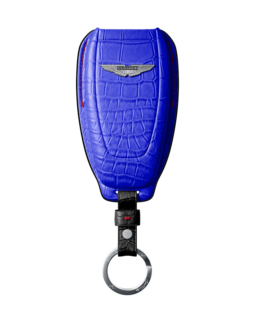 ELECTRIC BLUE CROCODILE KEY COVER FOR ASTON MARTIN - CUSTOMIZE YOURS