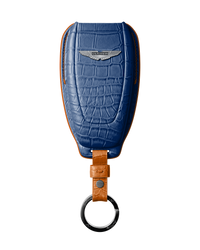 NAVY BLUE CROCODILE KEY COVER FOR ASTON MARTIN - CUSTOMIZE YOURS