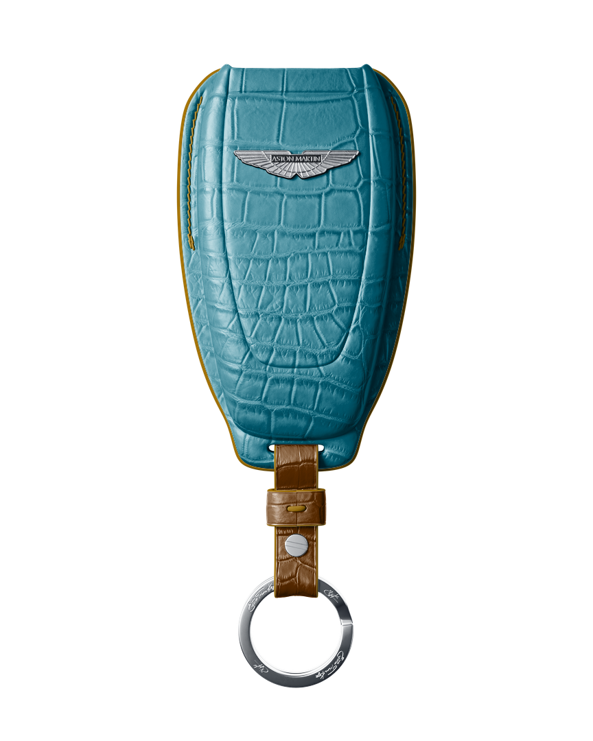 TURQUOISE CROCODILE KEY COVER FOR ASTON MARTIN - CUSTOMIZE YOURS