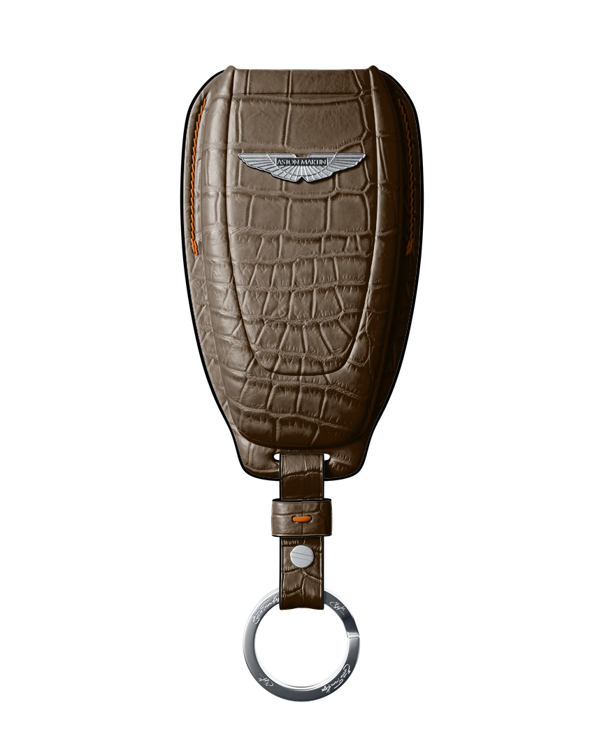 DARK BROWN CROCODILE KEY COVER FOR ASTON MARTIN - CUSTOMIZE YOURS