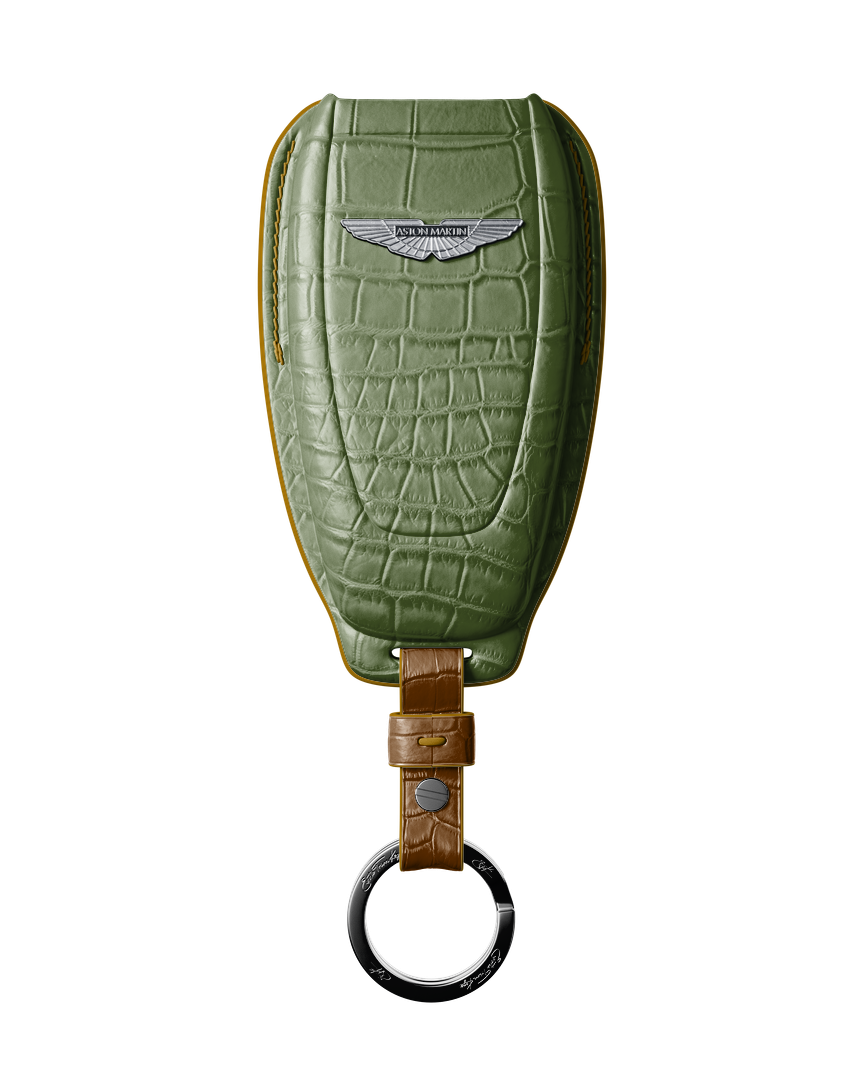 OLIVE GREEN CROCODILE KEY COVER FOR ASTON MARTIN - CUSTOMIZE YOURS