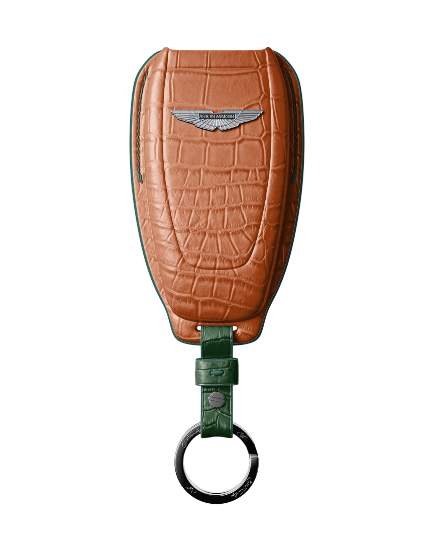 TAN ORANGE CROCODILE KEY COVER FOR ASTON MARTIN - CUSTOMIZE YOURS