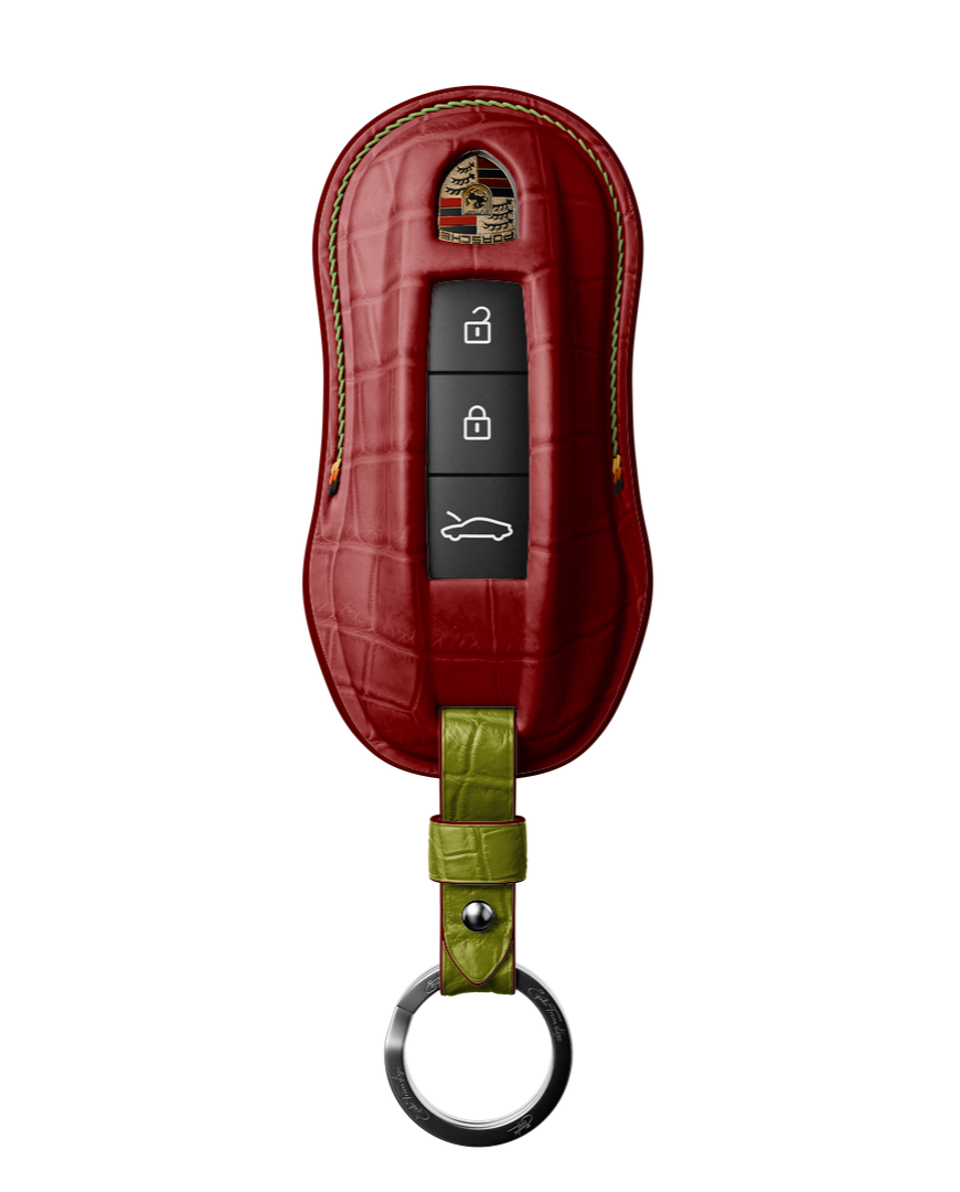 MATTE RED CROCODILE KEY COVER FOR PORSCHE - CUSTOMIZE YOURS