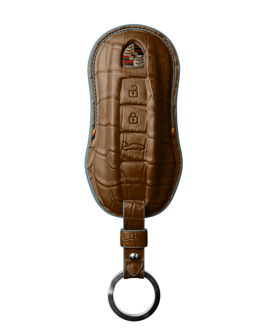 BROWN CROCODILE KEY COVER FOR PORSCHE - CUSTOMIZE YOURS