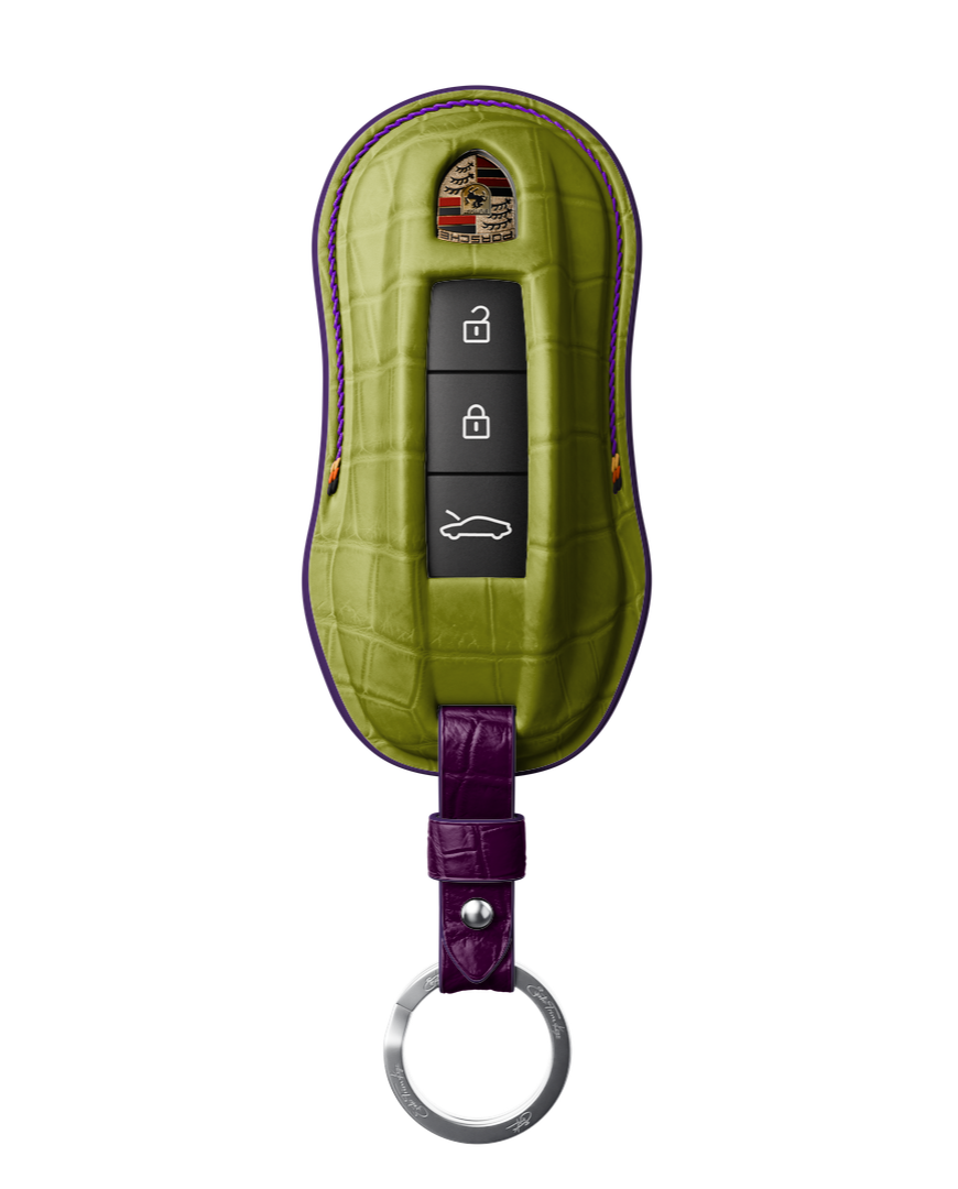 LIME GREEN CROCODILE KEY COVER FOR PORSCHE - CUSTOMIZE YOURS