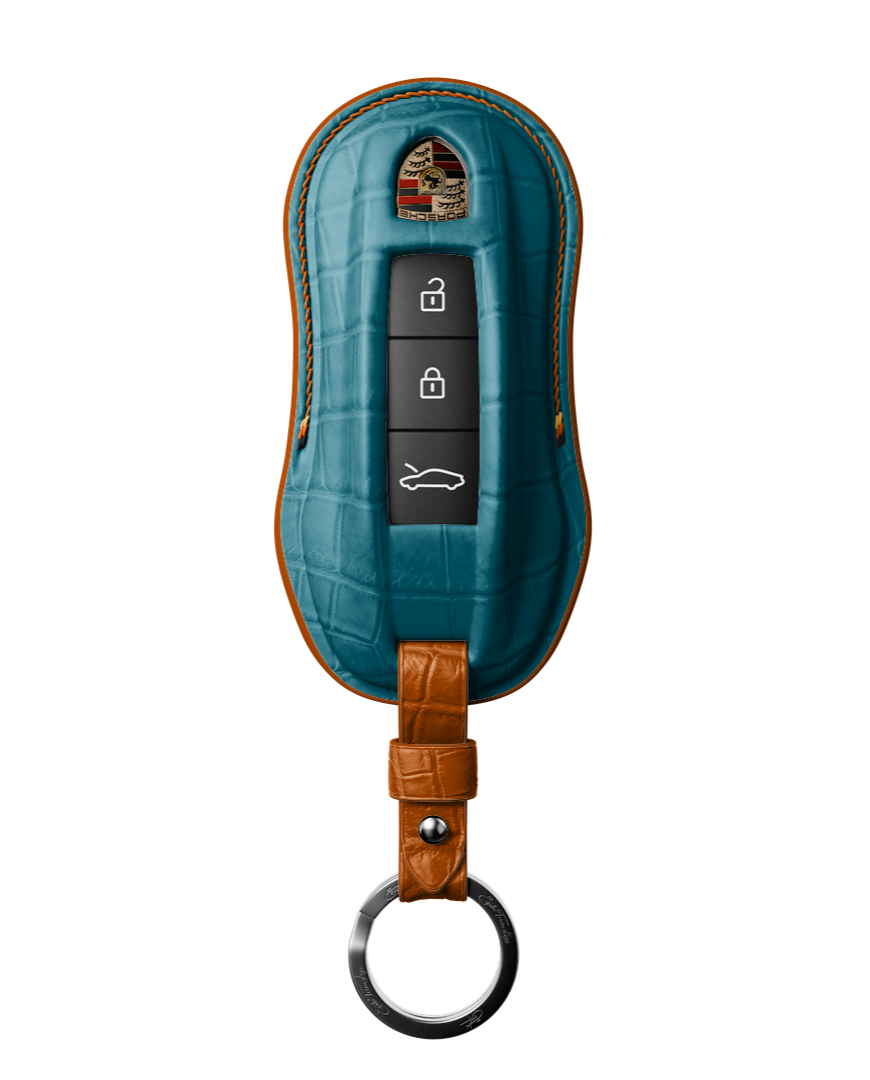 TURQUOISE CROCODILE KEY COVER FOR PORSCHE - CUSTOMIZE YOURS