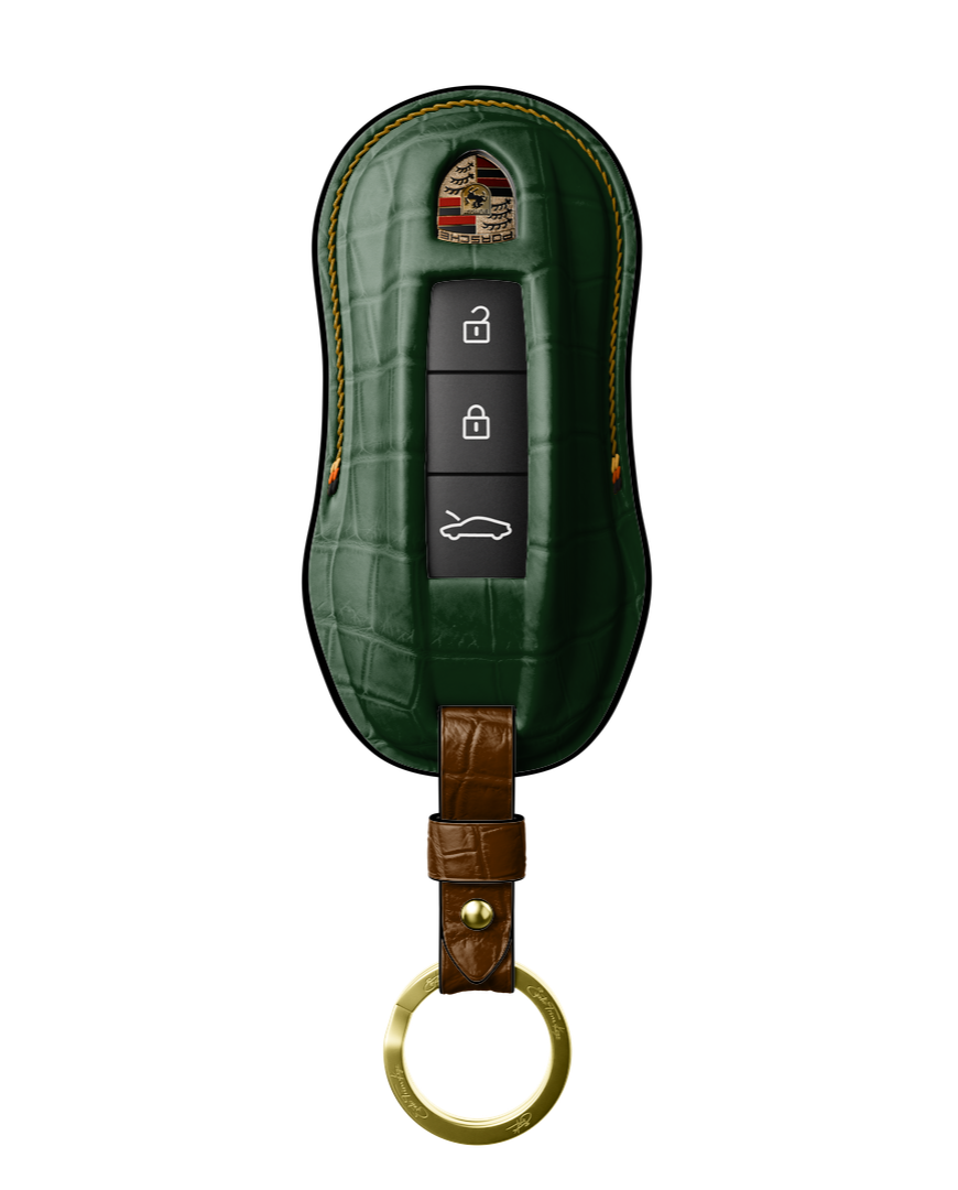 DARK GREEN CROCODILE KEY COVER FOR PORSCHE - CUSTOMIZE YOURS