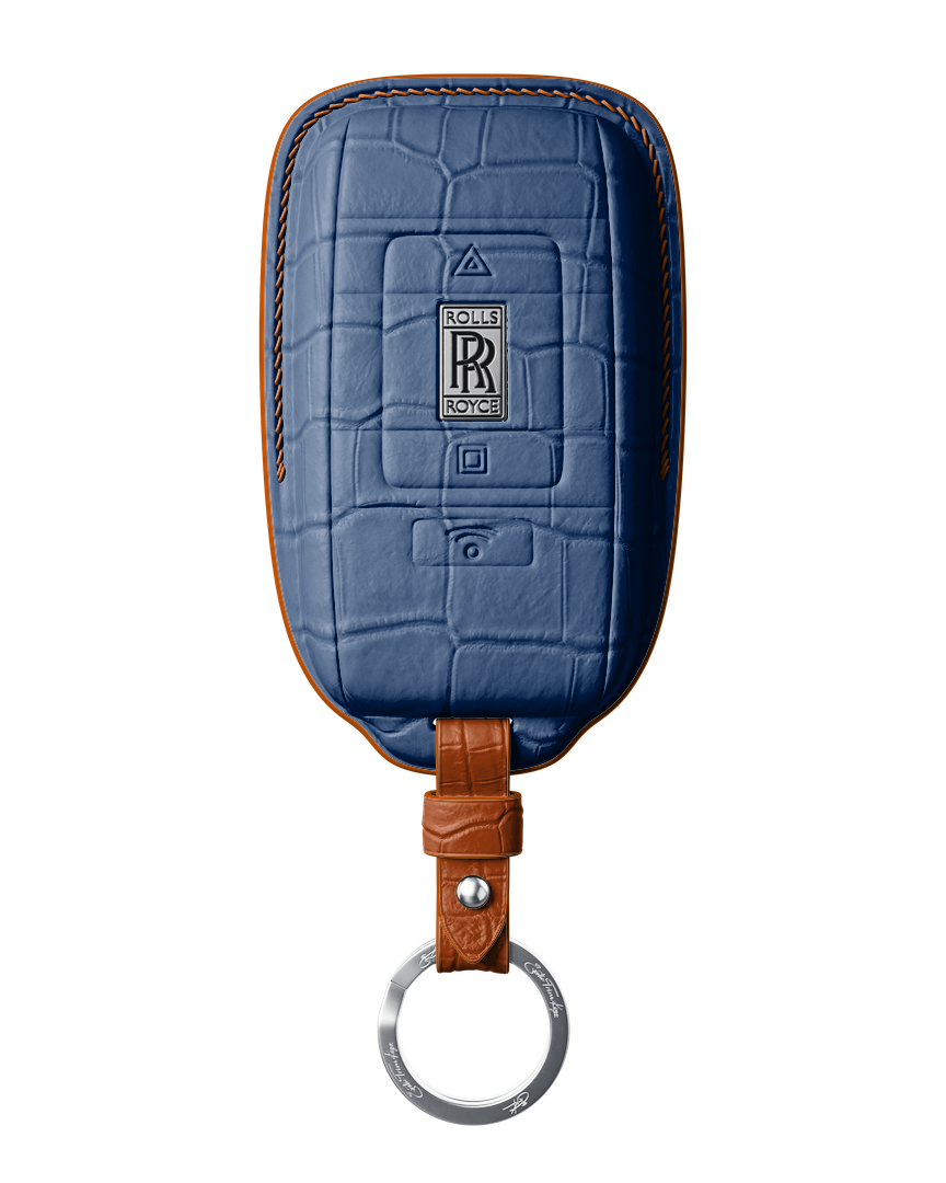 NAVY BLUE CROCODILE KEY COVER FOR ROLLS ROYCE - CUSTOMIZE YOURS