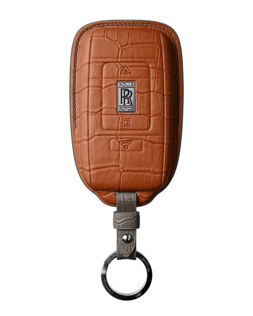 TAN ORANGE CROCODILE KEY COVER FOR ROLLS ROYCE - CUSTOMIZE YOURS